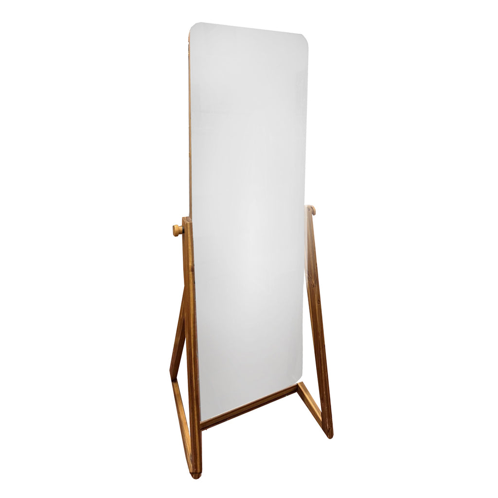 Natural Wood Frame Floor Mirror