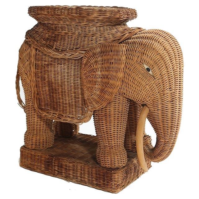 Wicker Elephant Side Table