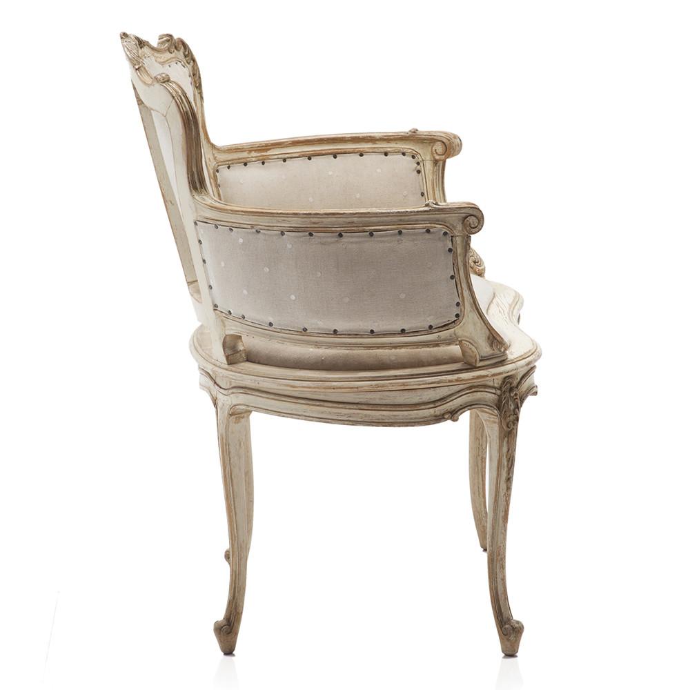 White Cream Louis XIV Arm Chair