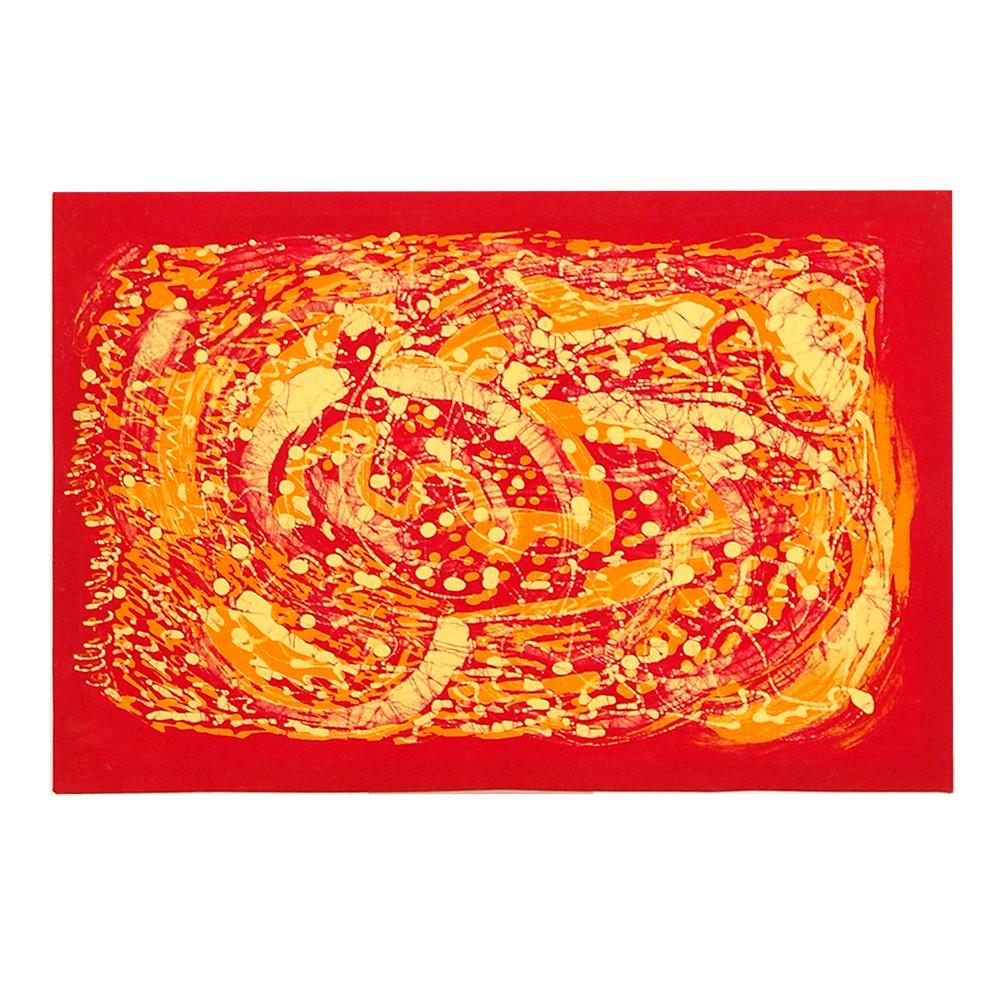 Red Orange Splatter Fabric Art