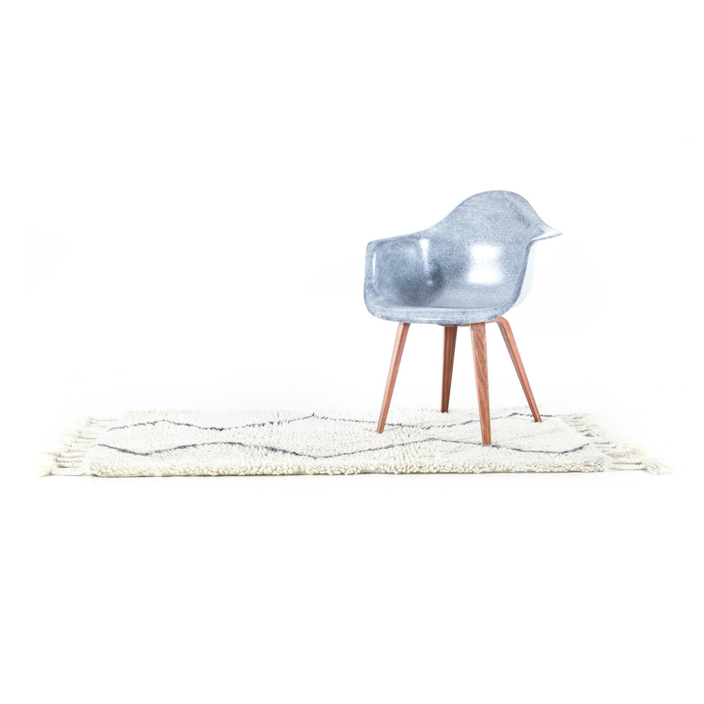 Small Cream Flokati Zig-Zag Rug with Tassels