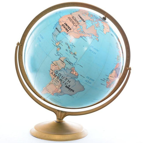 Blue Globe on Brass Round Stand