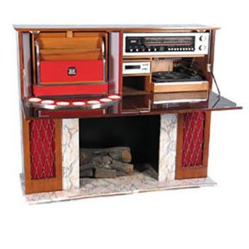 Mid century Faux Fireplace Mantel & Entertainment Center
