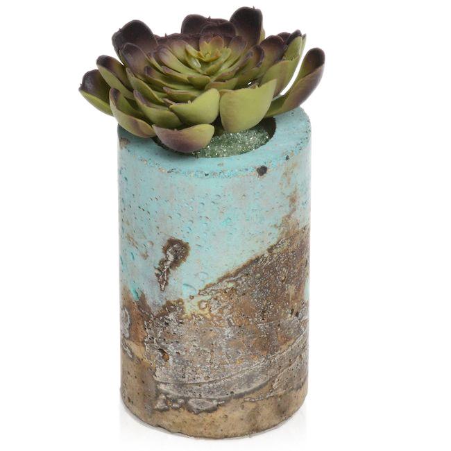 Blue Aqua Ceramic Textured Vase Green (A+D)