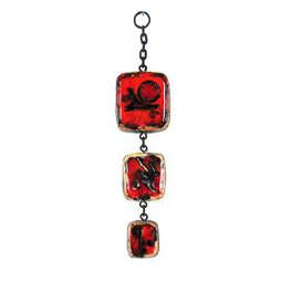 Three Red Glazed Tiles Wall Hanging