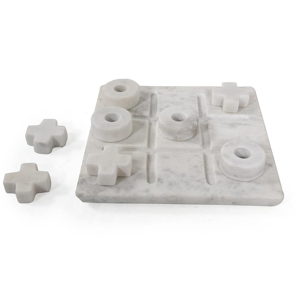White Marble Tic Tac Toe Set (A+D)