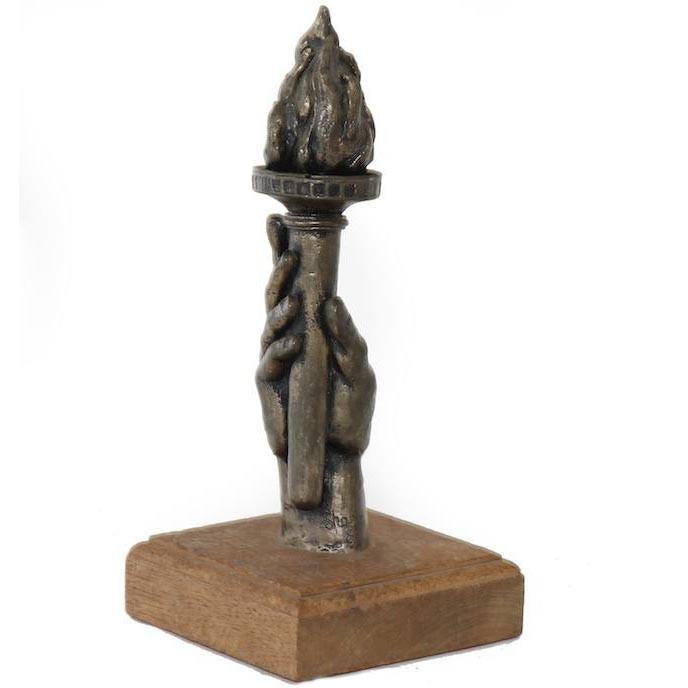 Grey Statue of Liberty Torch and Hand Sculpture