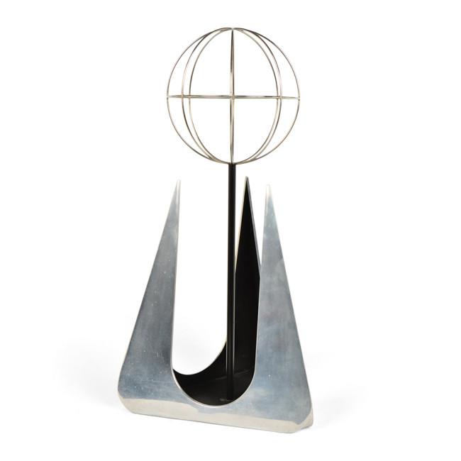 Chrome Wire Ball Three Point Sculpture