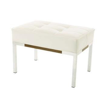 White Leather Case Study Ottoman