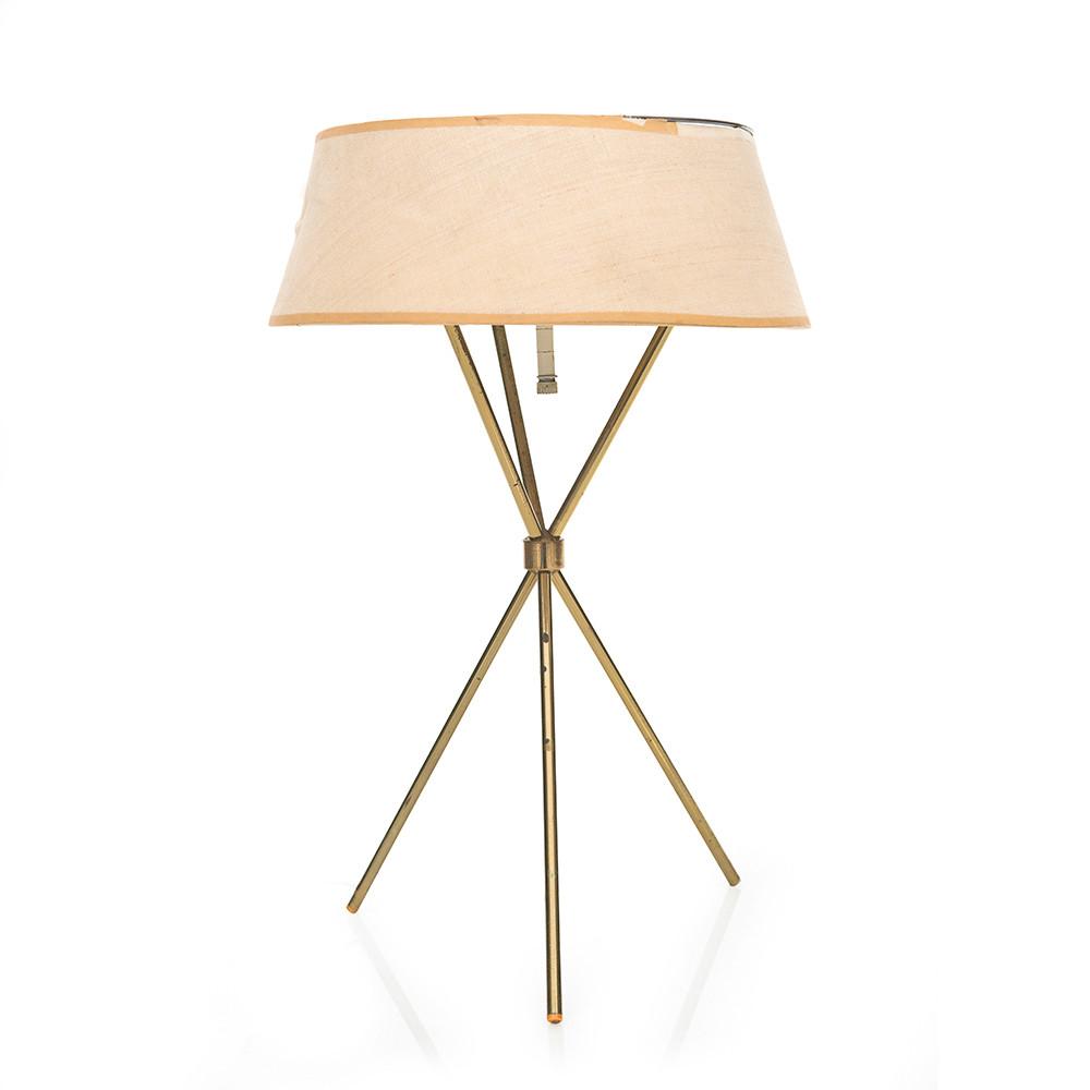 Brass Tripod Cream Shade Table Lamp