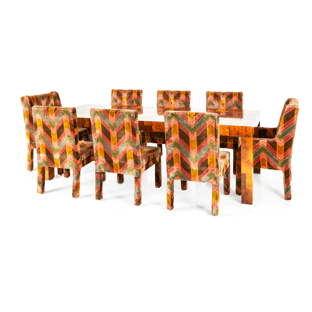 Patchwork Burl Wood Sleek Dining Table
