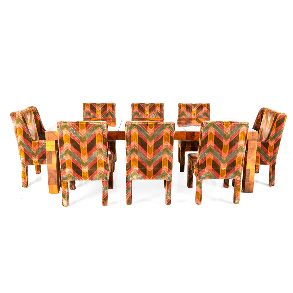 Patchwork Burl Wood Sleek Dining Table