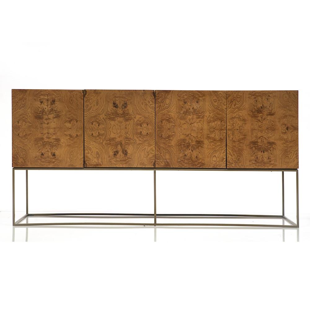 Milo Baughman Burl and Brass Credenza