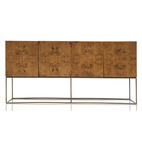 Milo Baughman Burl and Brass Credenza