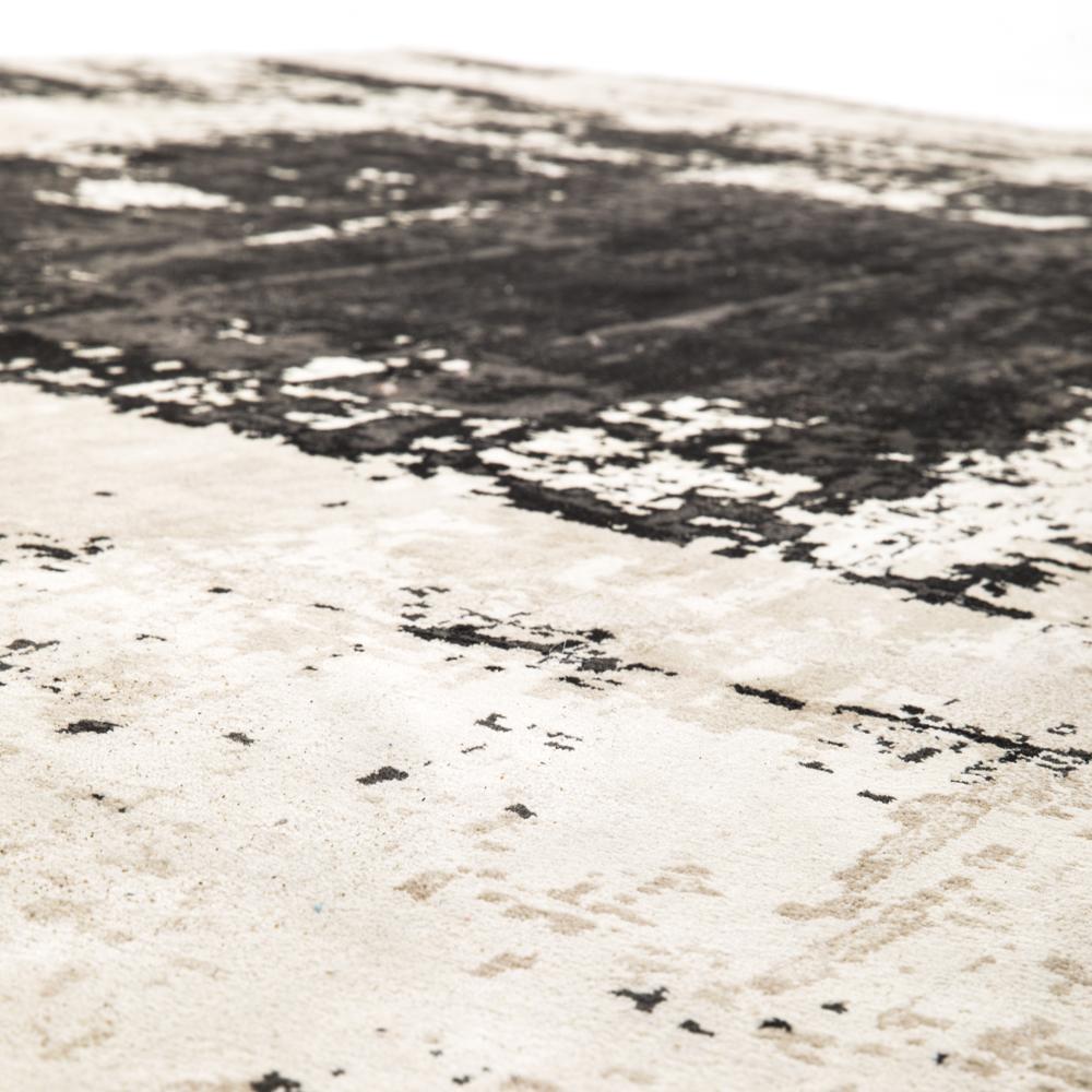 Modern Abstract Black and Cream Rug