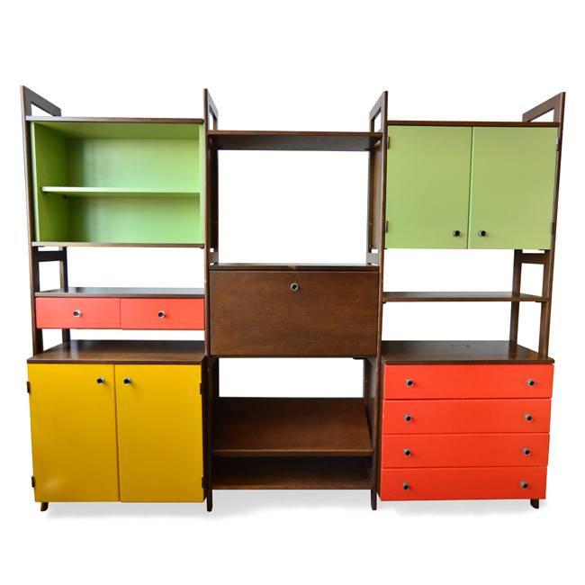 Multi-Colored Wood Shelving Unit
