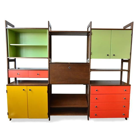 Multi-Colored Wood Shelving Unit
