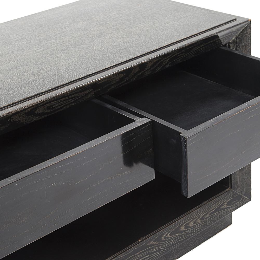 Grey Wood Wide Bedside Table