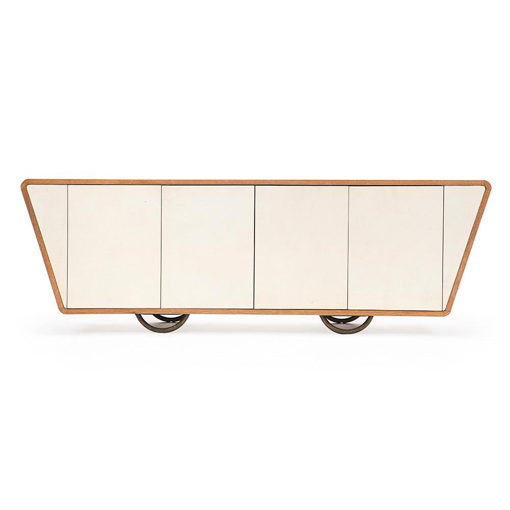 White Front Wood Framed Credenza