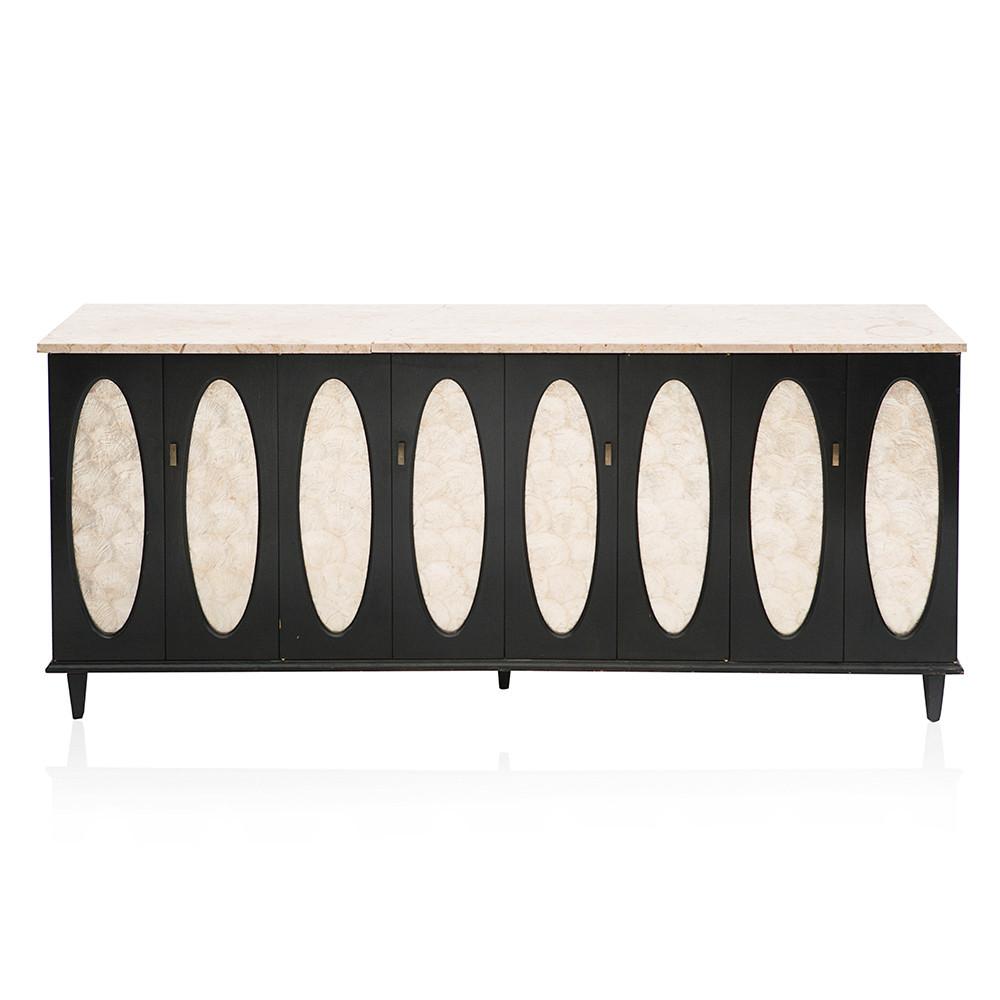 Black and Grey Mica Panel Credenza