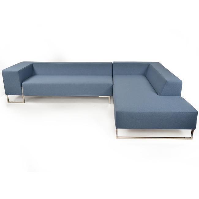 Modern Low Back Sectional - Light Blue