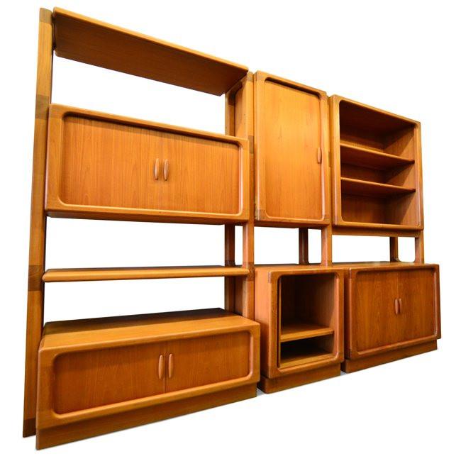 Huge Smooth Wood Vintage Bookcase Shelf Wall Unit