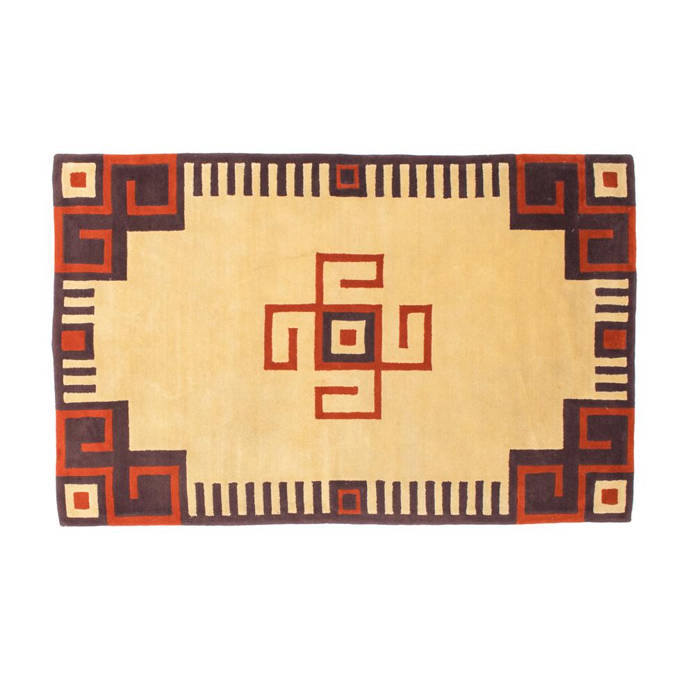 Tan Brown Red Navajo Rug
