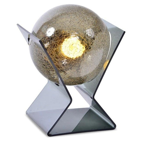 Black & Amber Crackle Glass Orb Sculpture