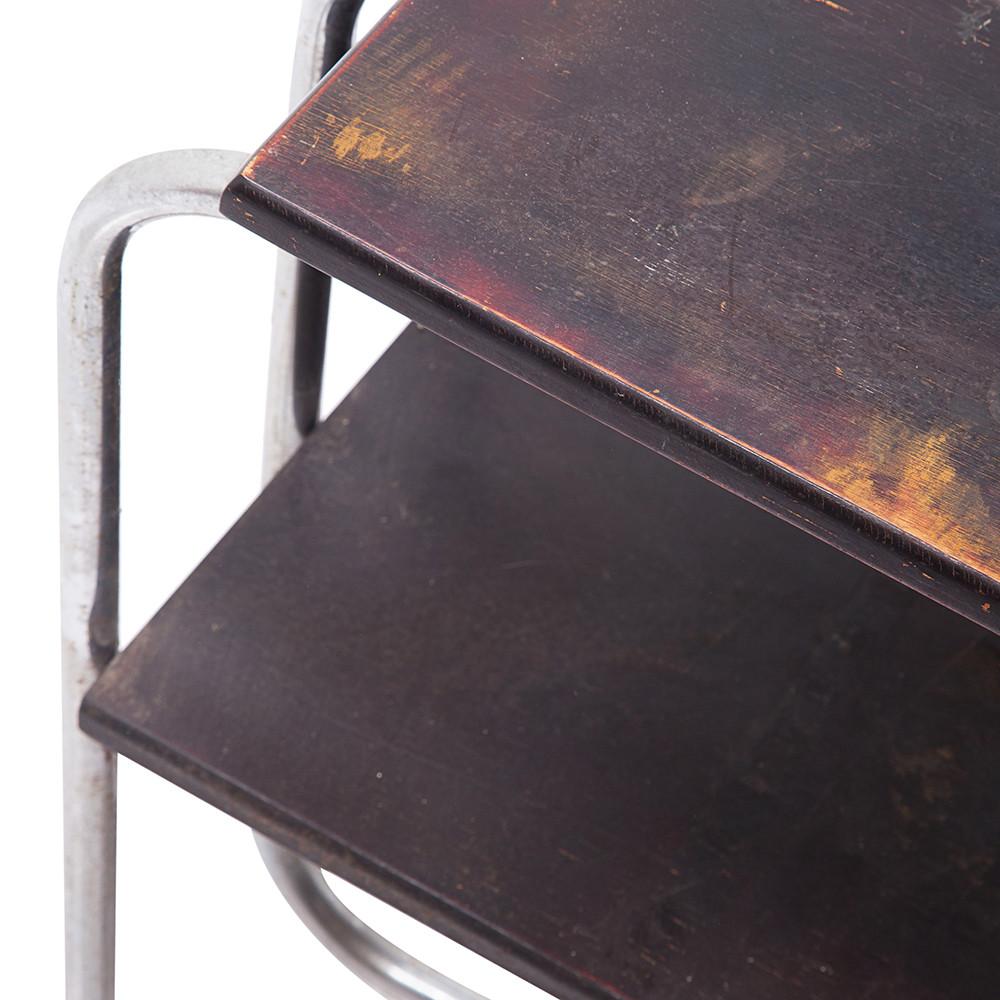 Chrome & Wood Dark Side Table