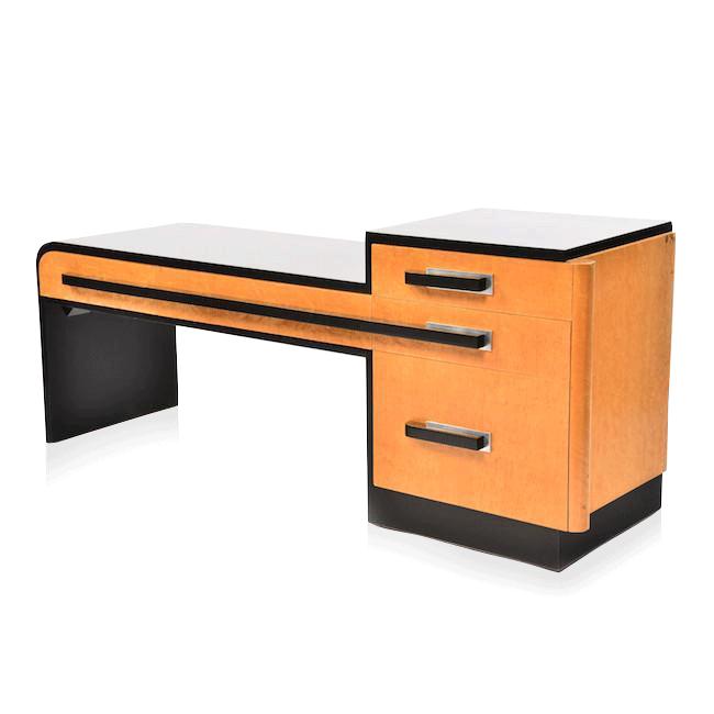 Black & Brown Art Deco Low Vanity Desk