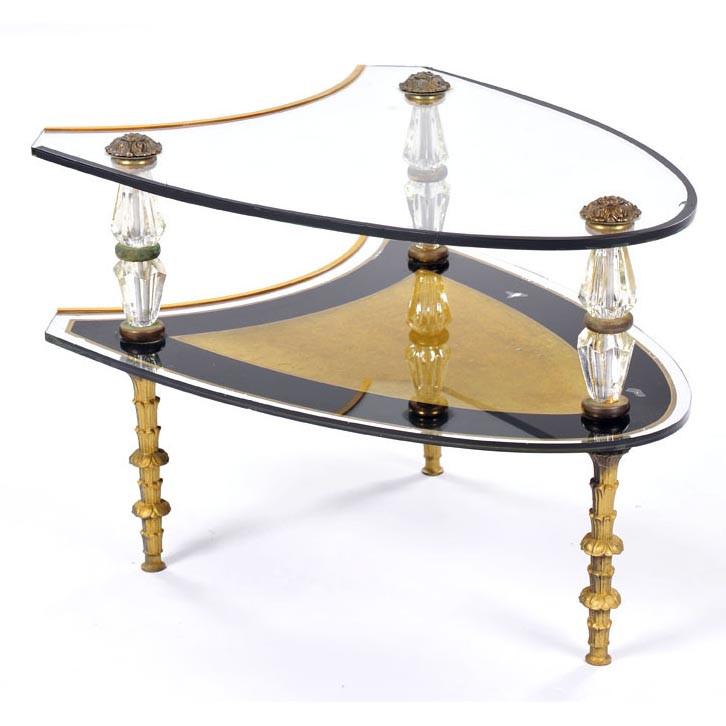 Ornate Black Gold Glass 3-Piece Coffee Table
