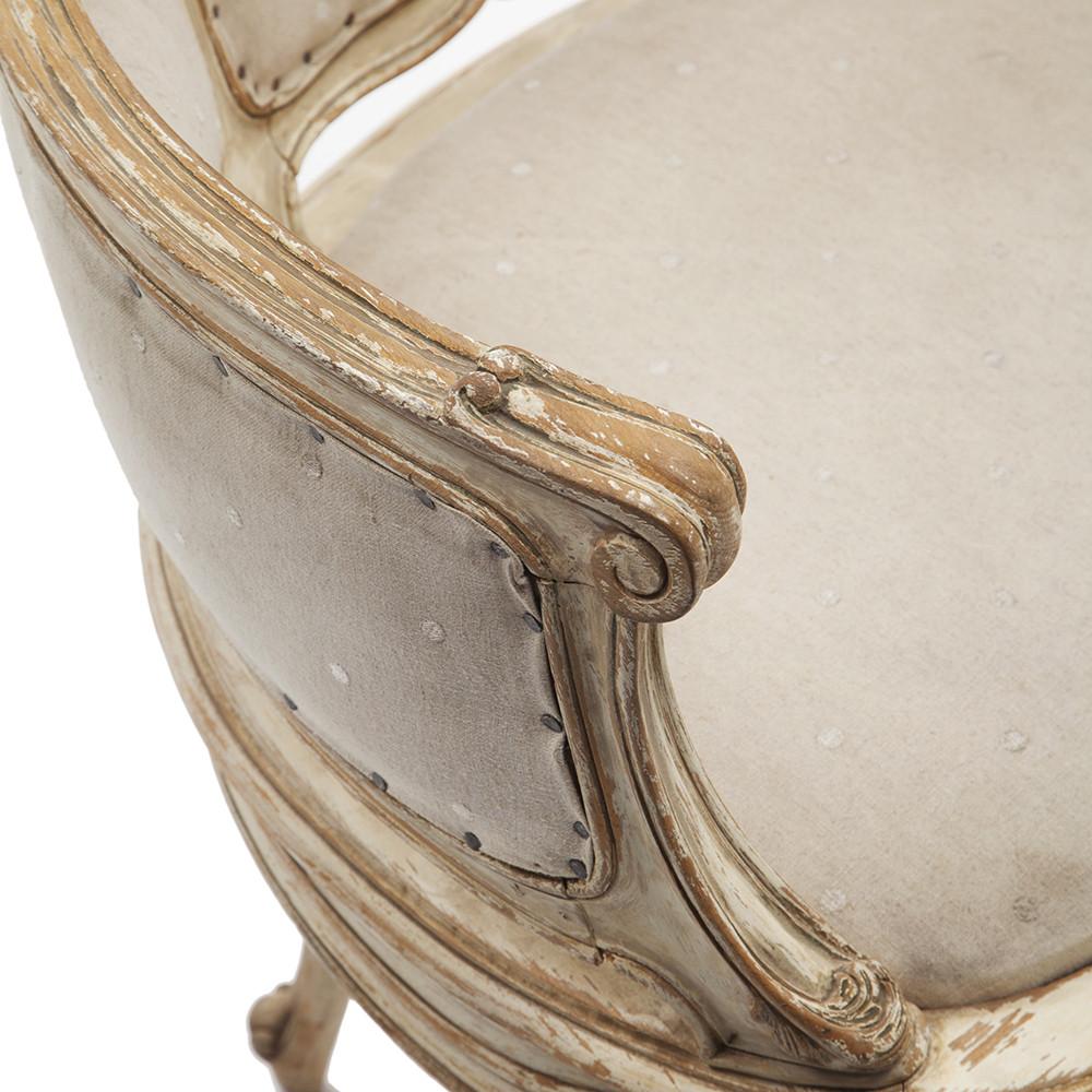 White Cream Louis XIV Arm Chair