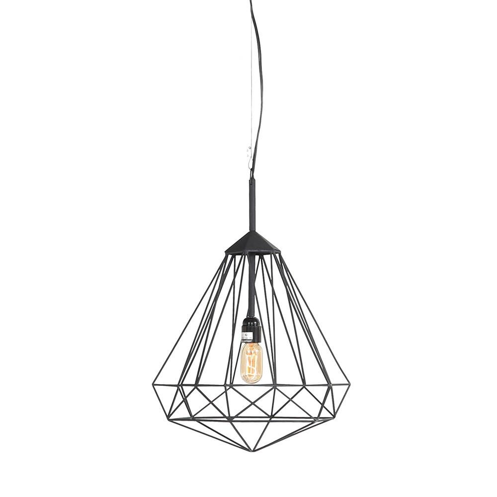Hanging Geometric Cage Lamp - Black