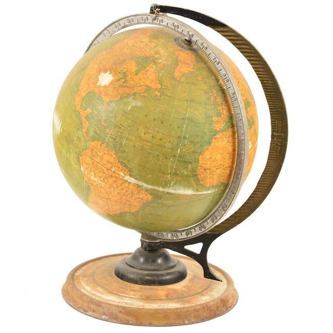 Green Beige Wood Base Globe