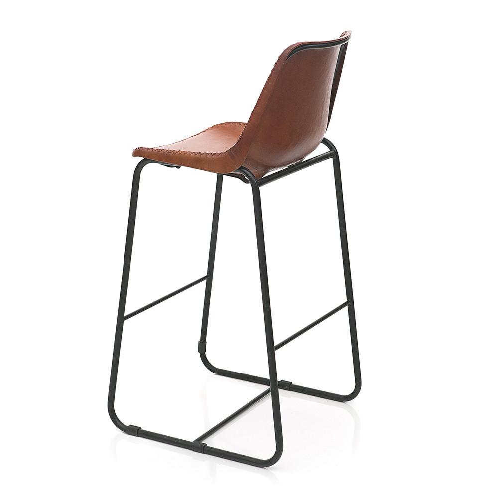 Brown Leather Roadhouse Bar Stool
