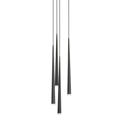 Slim Black Rod 4 Light Pendant