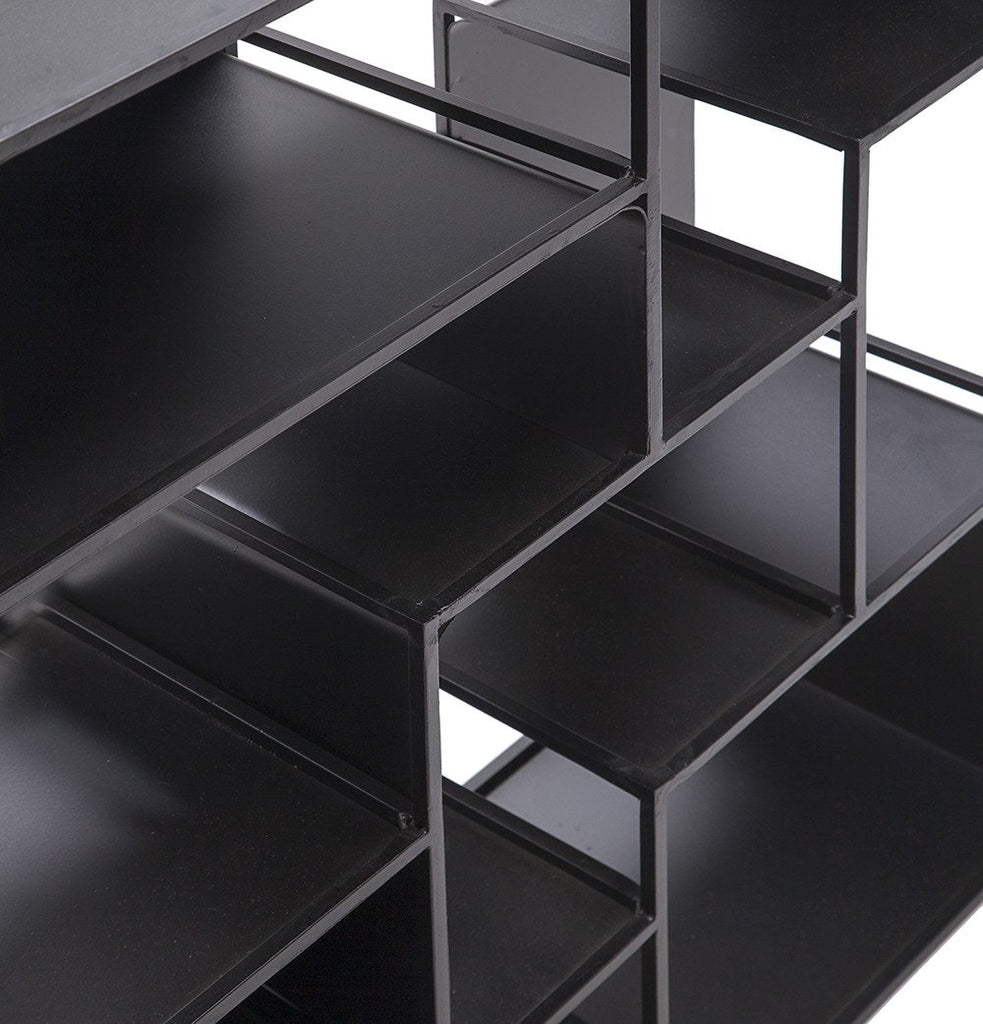 Square Black Metal Grid Wall Shelf