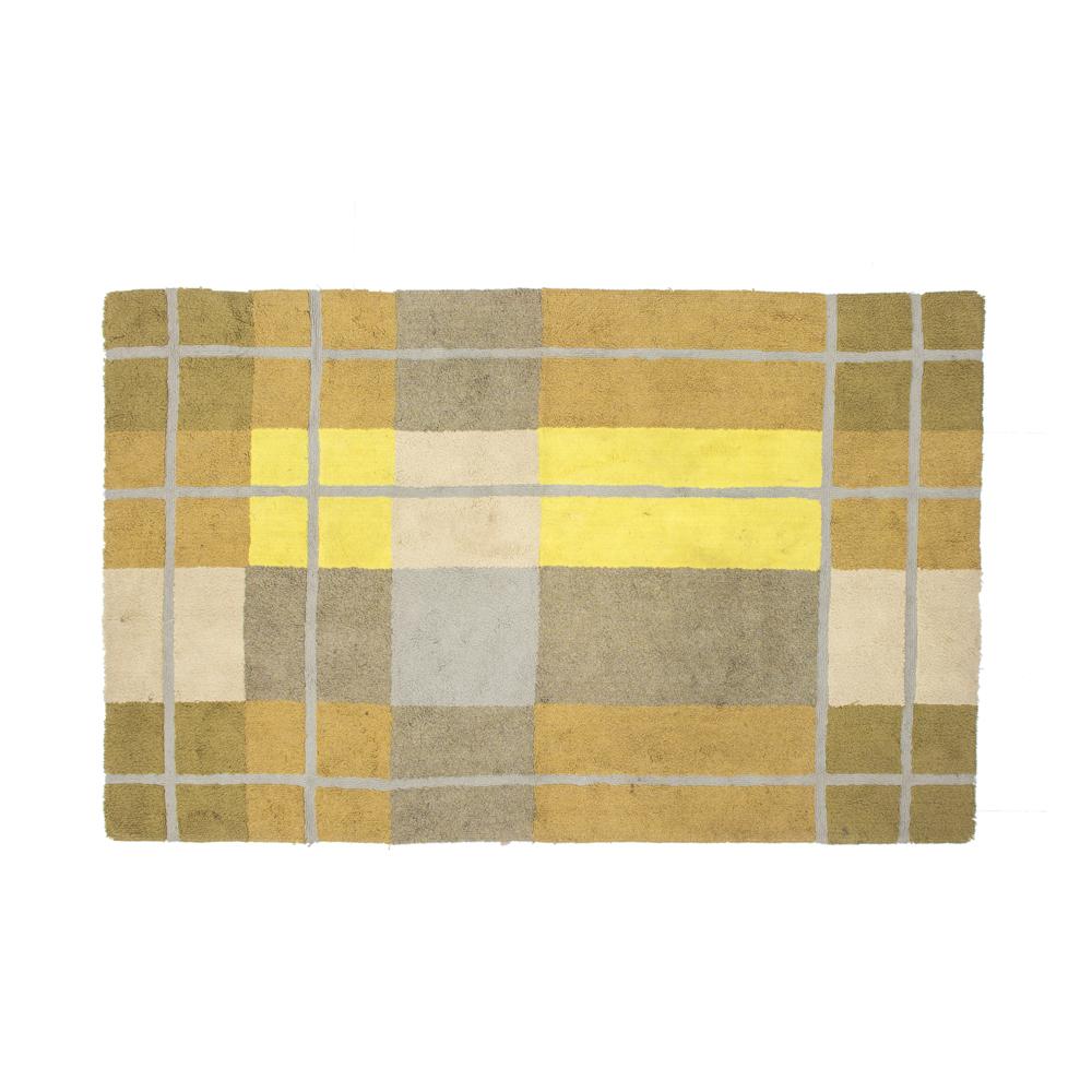Yellow and Brown Plaid Rug