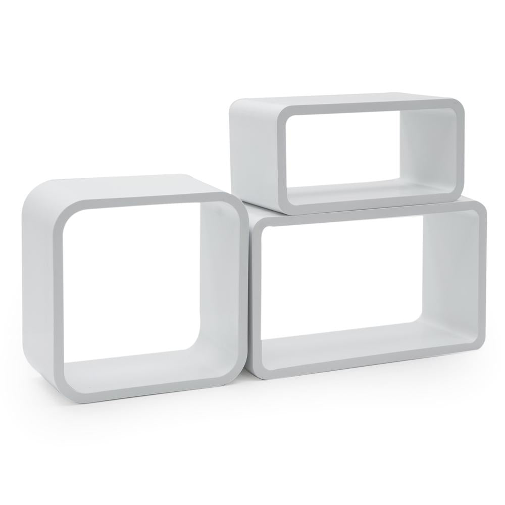 Small White Cutout Cube Floating Shelf Pedestal