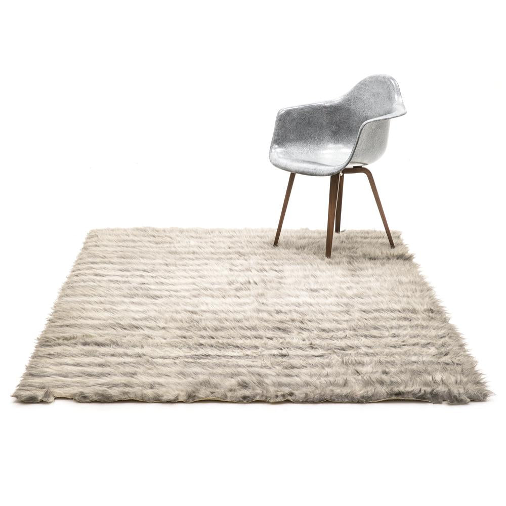 Grey and Beige Furry Rug