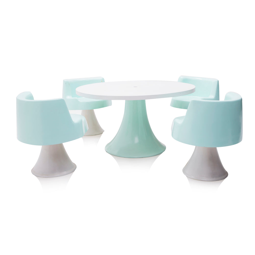 Aqua Fiberglass Small Outdoor Dining Table