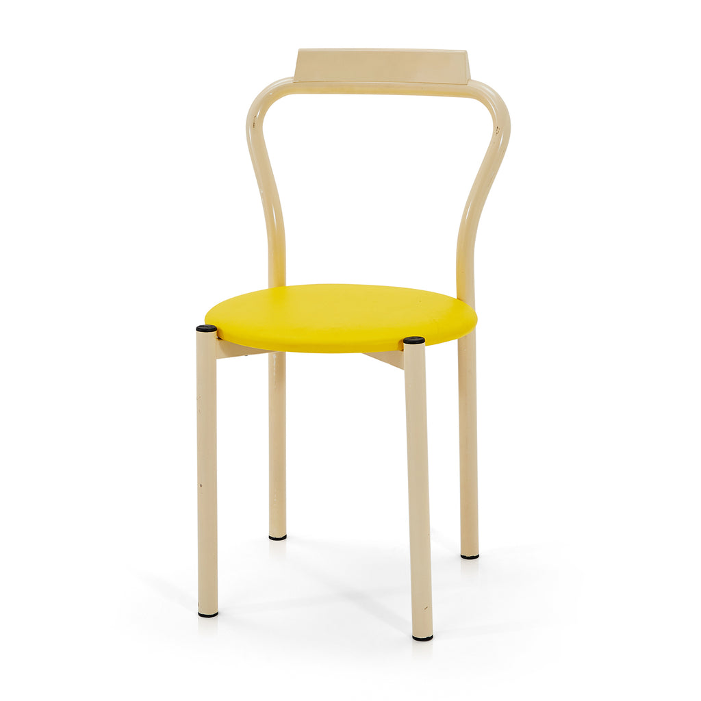 Yellow & Cream Simple Circle Dining Chair