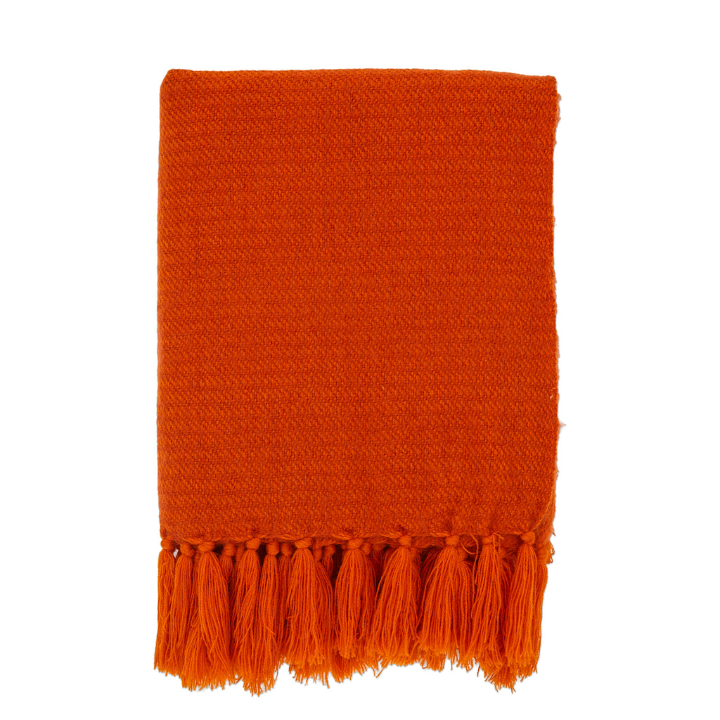 Soft Orange Throw with Tassels