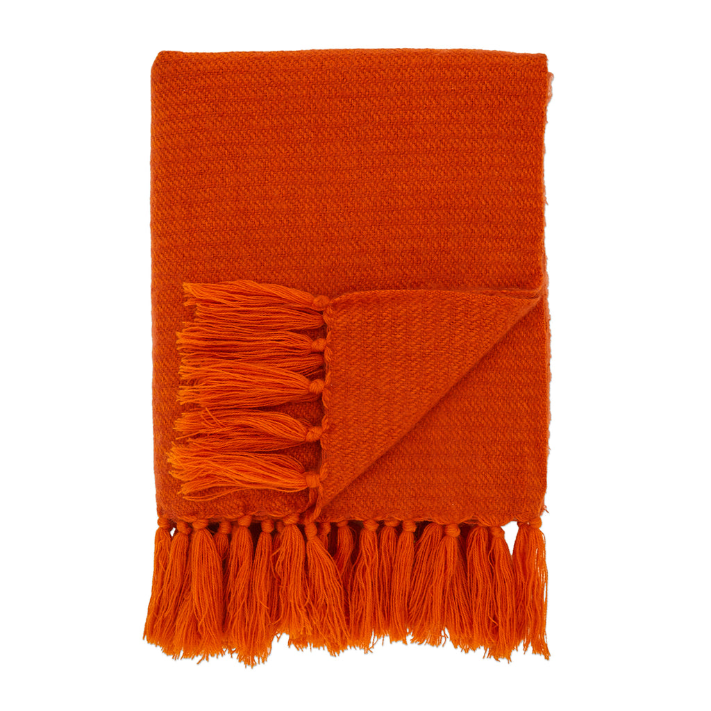 Soft Orange Throw with Tassels