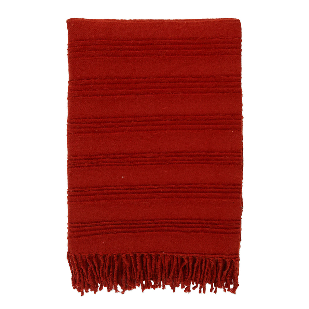 Red Orange Folded Stripe Throw
