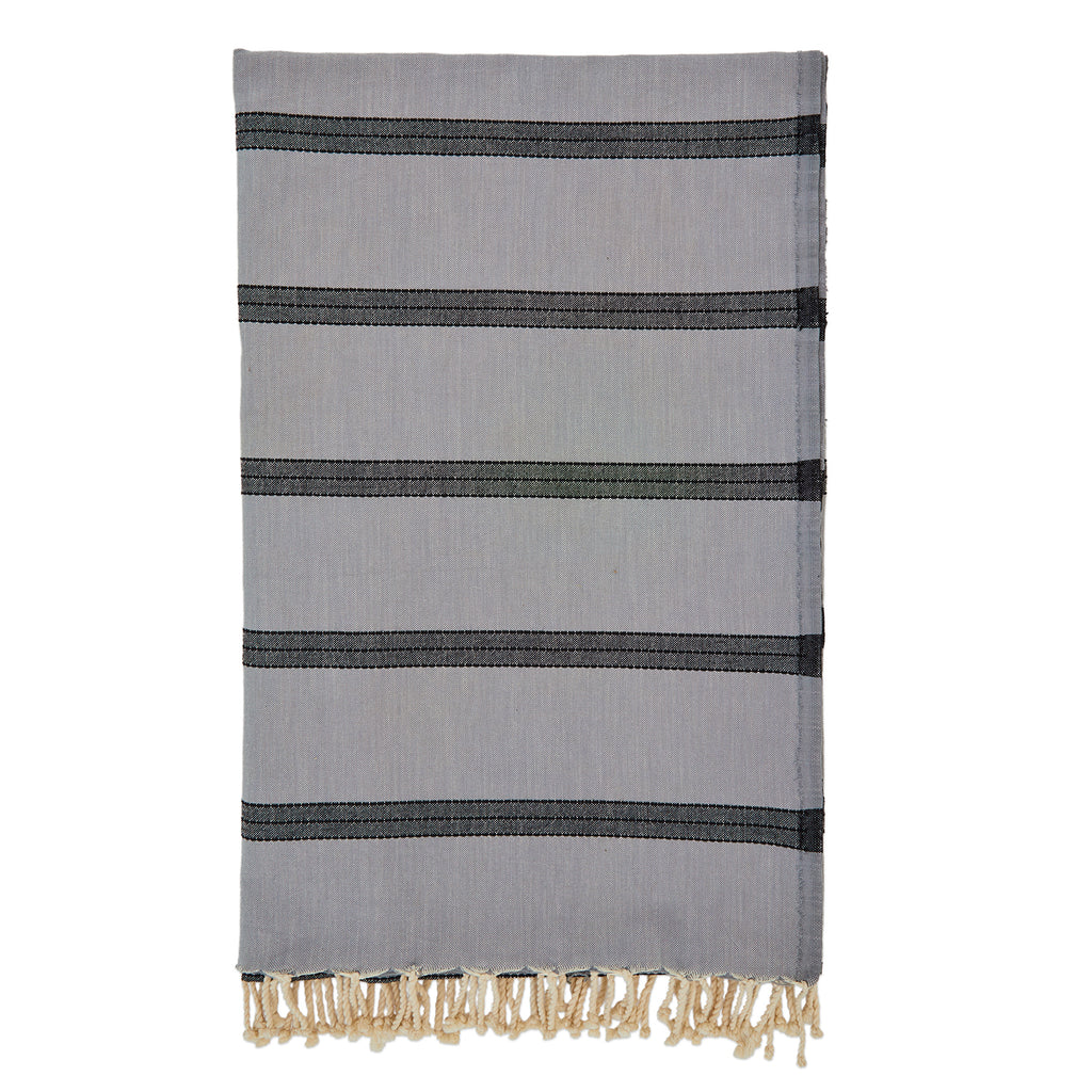 Light Blue/Black Tassel Throw