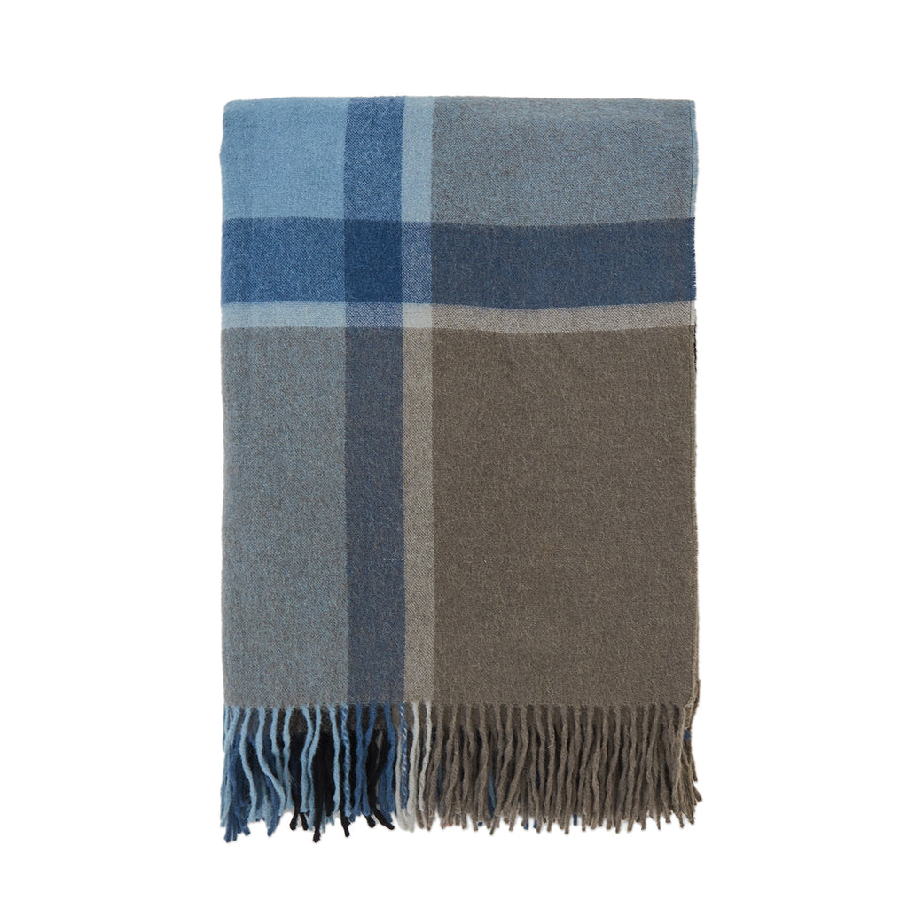 Grey and Navy Plaid Throw