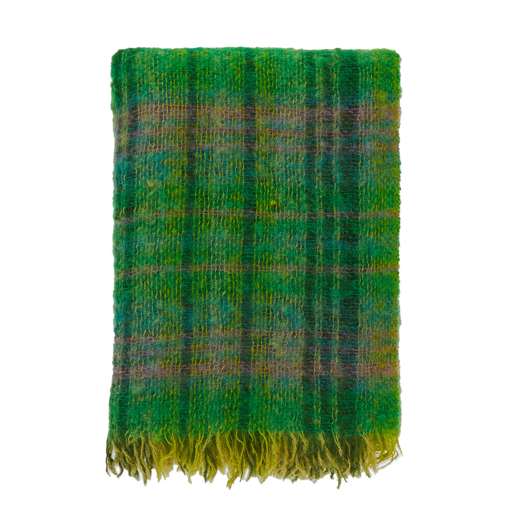 Green Plaid Throw Blanket