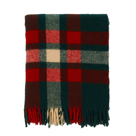 Green and Red Tartan Throw