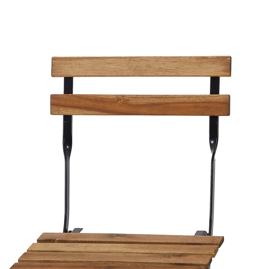 Wood & Black Metal Folding Patio Chair